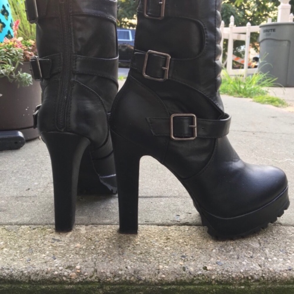 Heeled Moto Boots
